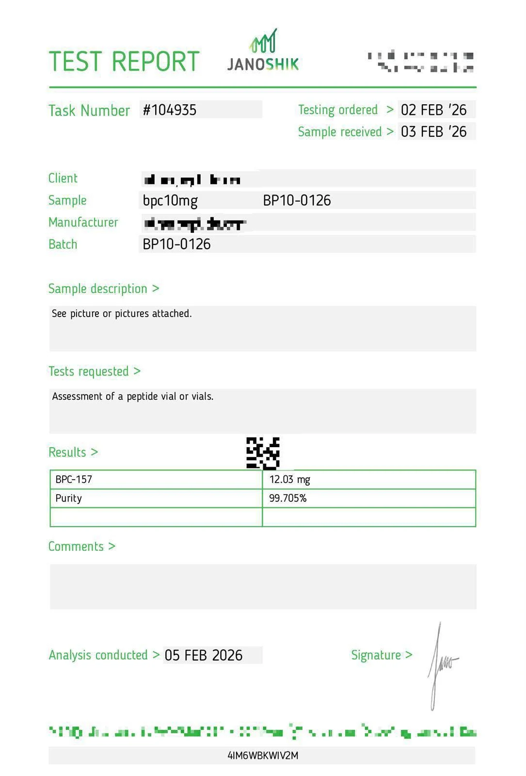 BC-10 third-party testing report
